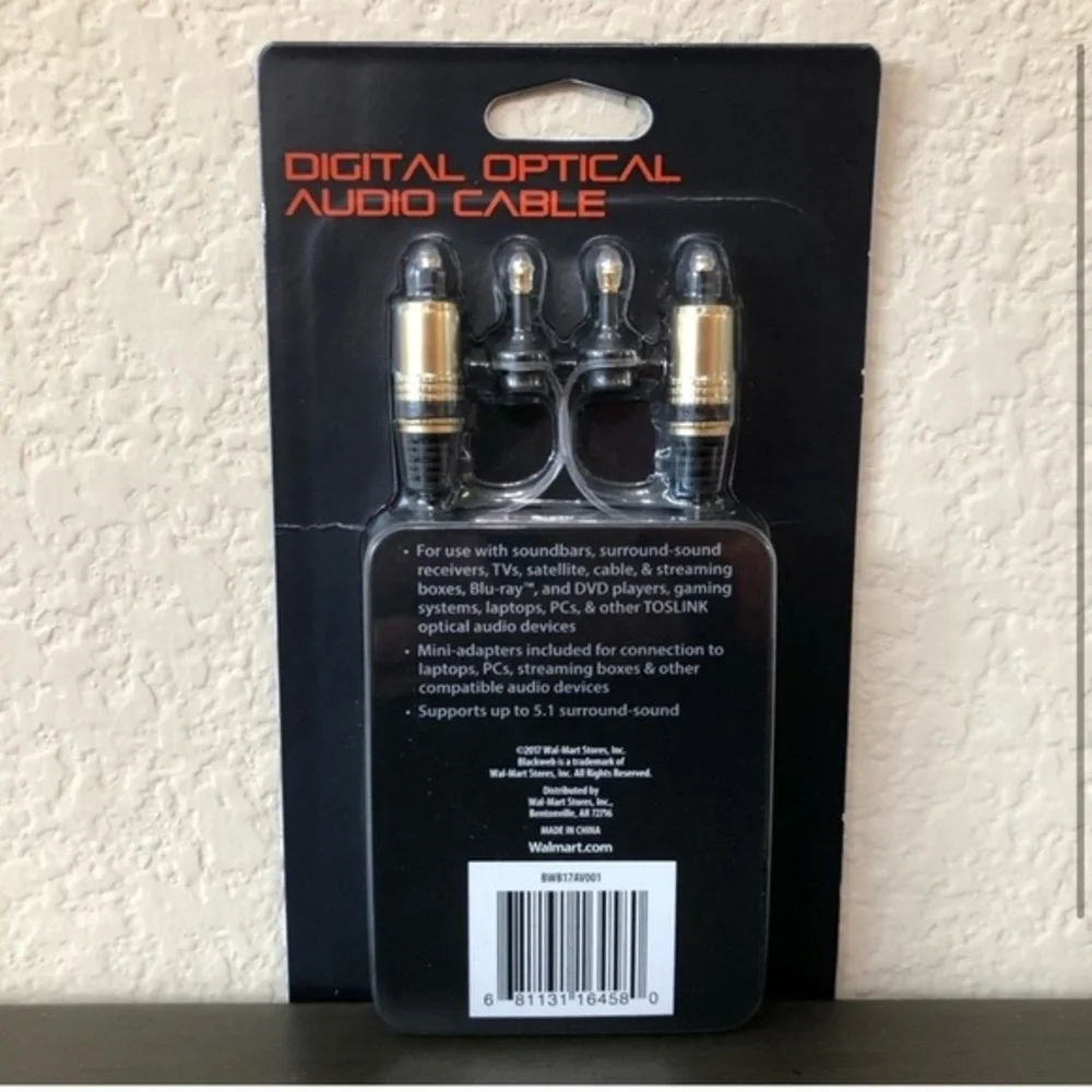 Blackweb Digital Optical Audio Cable Mini Adapters 6FT 6 Feet New In Package